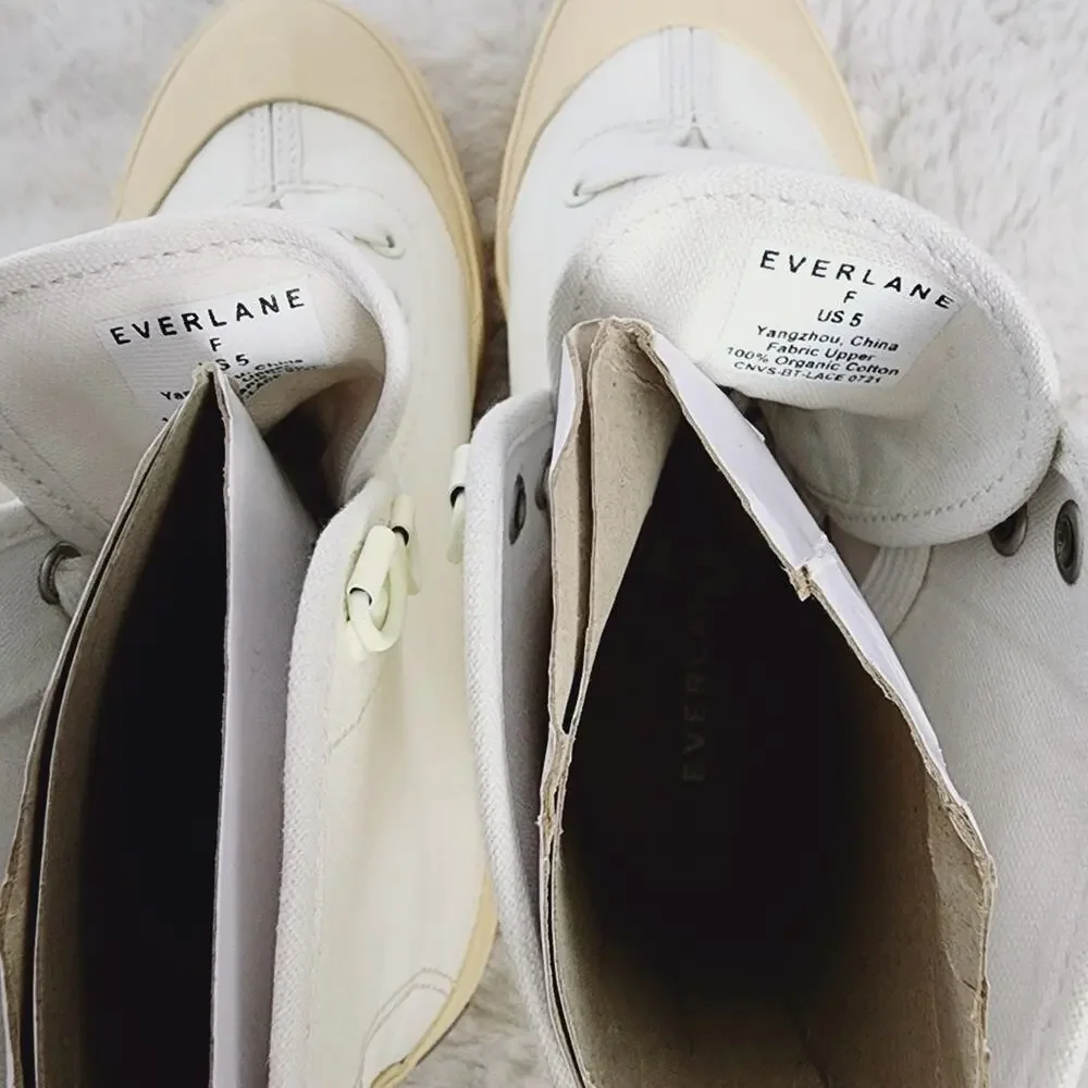 Everlane Utility Canvas Lug Sole Combat Boot Organic Cotton Cream White 5 NWT